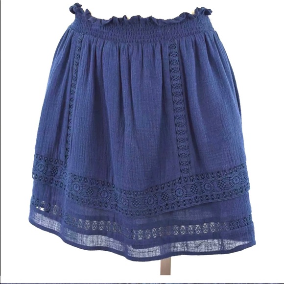 NWT JOIE Tiered Otha Navy Mini Skirt Sz L